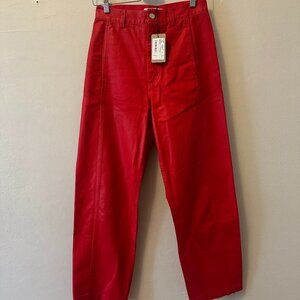 Rachel Comey Tamar Pant Coated Denim Red Womes Sz 4